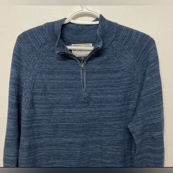 Flag & Anthem Mens 1/4 Zip Sweater Pullover Medium Blue Navy Mid-Weight Stretch - Picture 6 of 13
